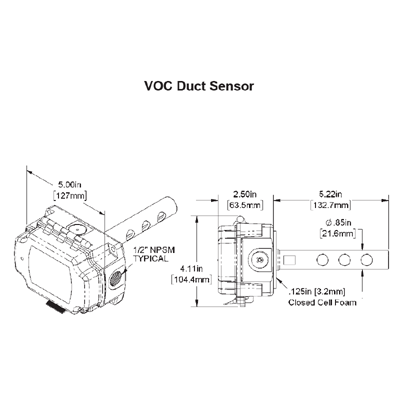 BAPI BA/VOC10-D-BB VOC Sensor Duct 0-10Vdc