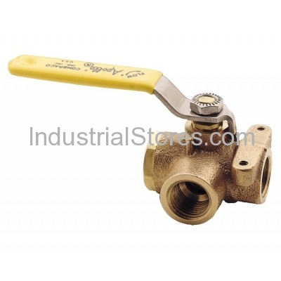 Conbraco 70-606-01 Bronze 3-Way Diversion Ball Valve 1-1/4" Threaded 400psig WOG Cold Non-Shock